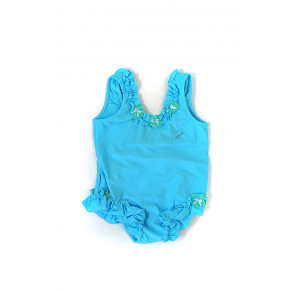Blue One Piece Swimsuit with Ruffles