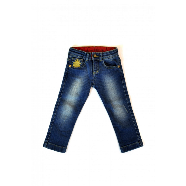 Light blue jeans with gold embroidery