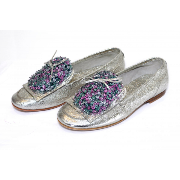 Silver beaded slippers
