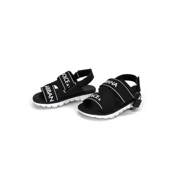 Black and White Velcro Sandals