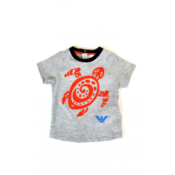 Gray T-shirt with turtle applique 