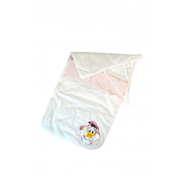 White and pink embroidered set Donald Duck