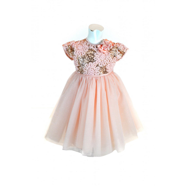 Платье персикового цвета с пайетками