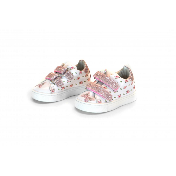White and pink Velcro sneakers