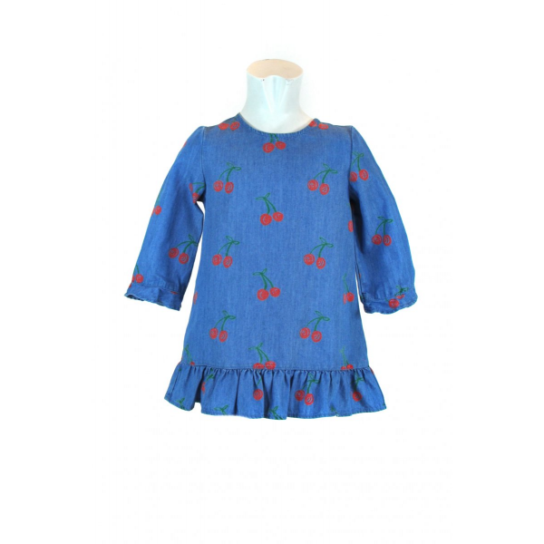 Blue dress with cherry motif