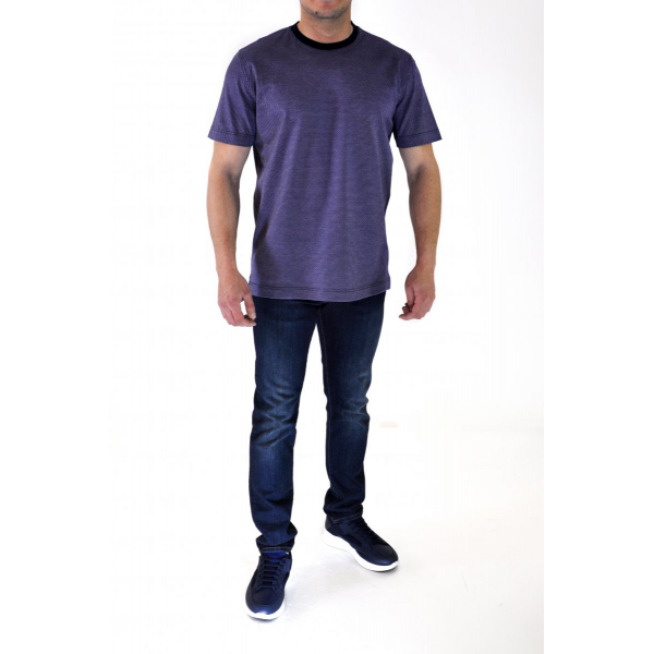 Purple T-shirt with blue piping