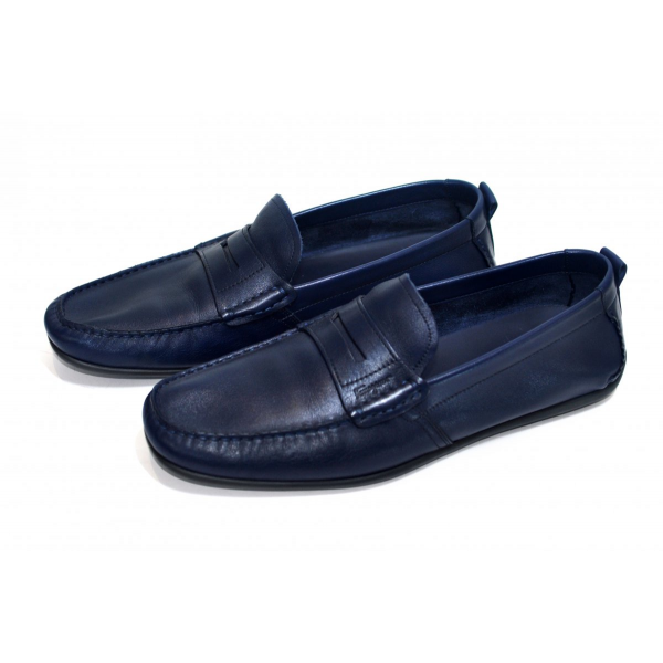 Blue soft loafers