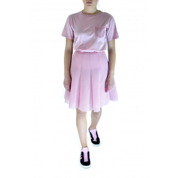 Pink mesh skirt with gussets