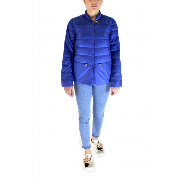 Blue stand-up collar jacket