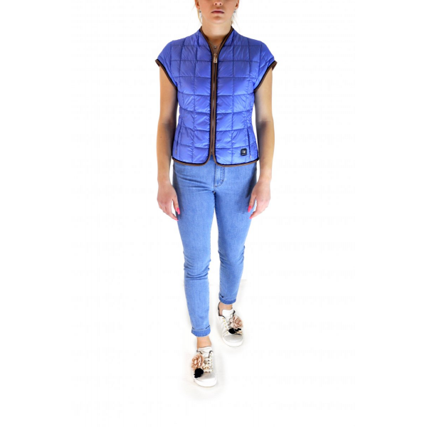 Light blue vest with contrast piping