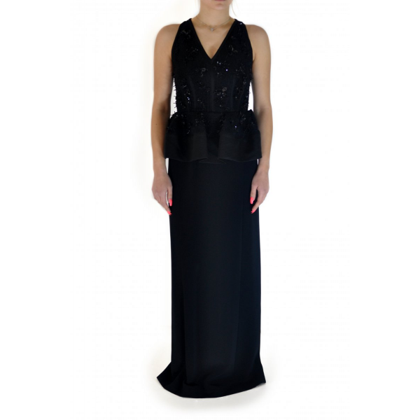 Evening dress with peplum and sequins