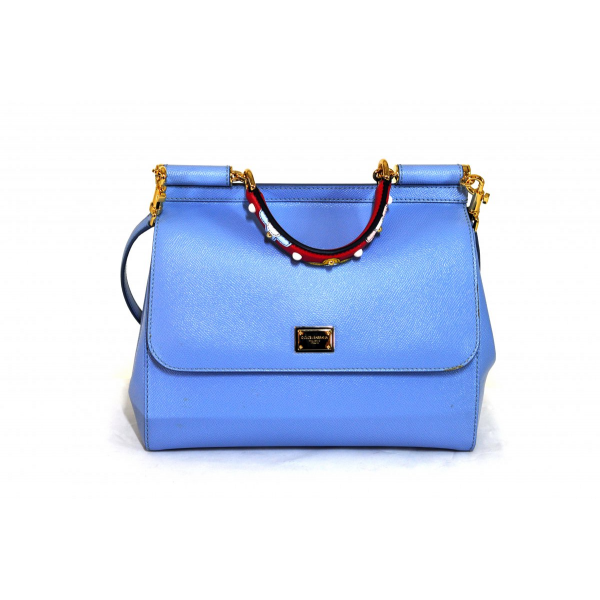 Blue SICILY bag with red handle