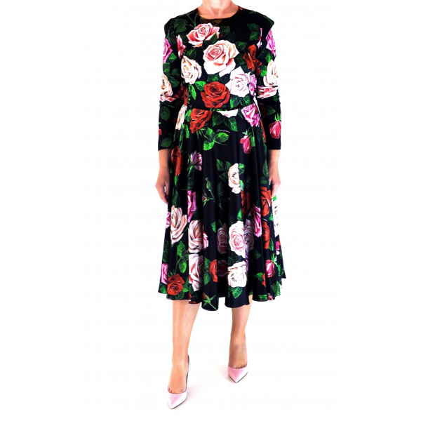 Silk dress with roses