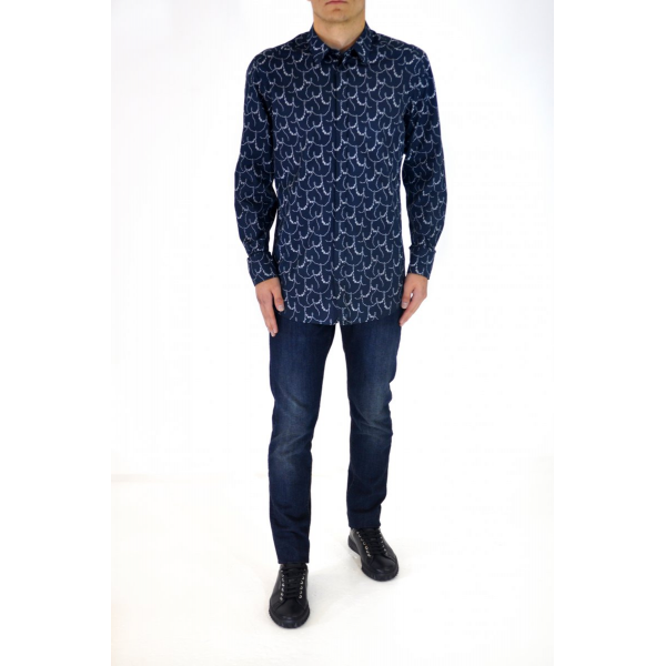 Blue Gold shirt with white pattern