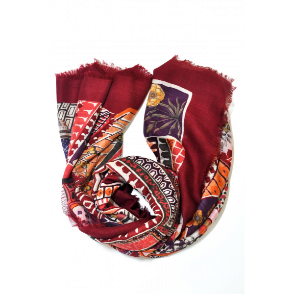 Rosso / Corallo printed scarf