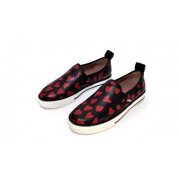 Slip-on sneakers with red print