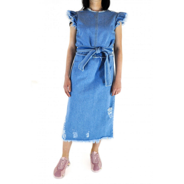 Denim dress with belt