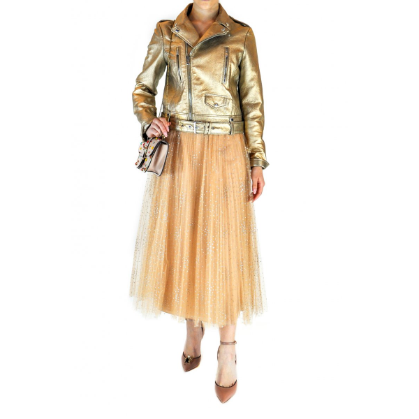 Pleated skirt with rhinestones