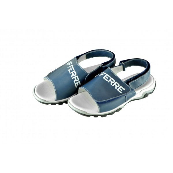 Blue sandals with logo