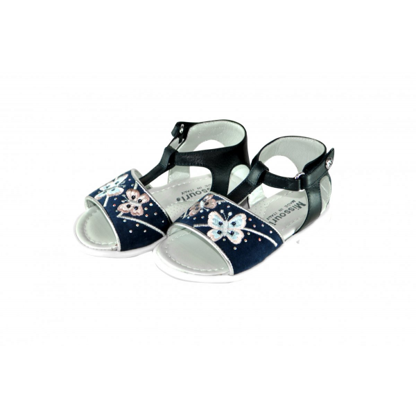 Velcro sandals with butterfly embroidery