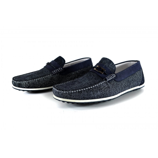 White and blue moccasins