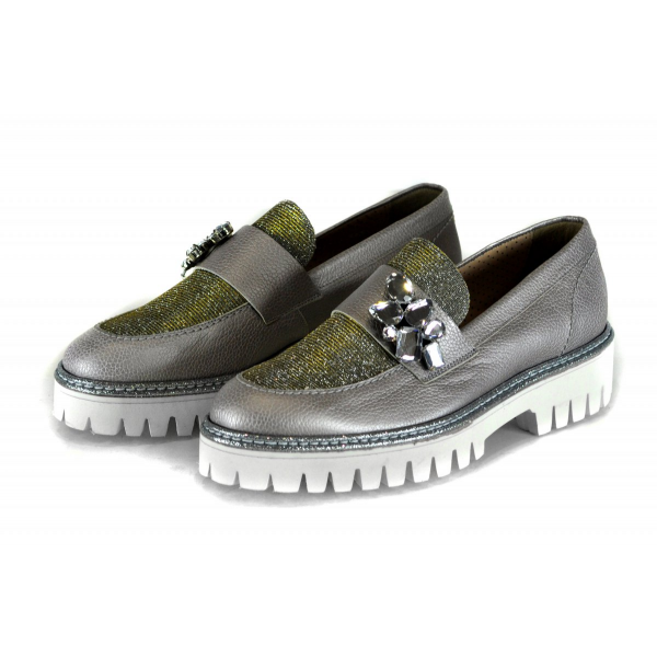 Leather silver loafers