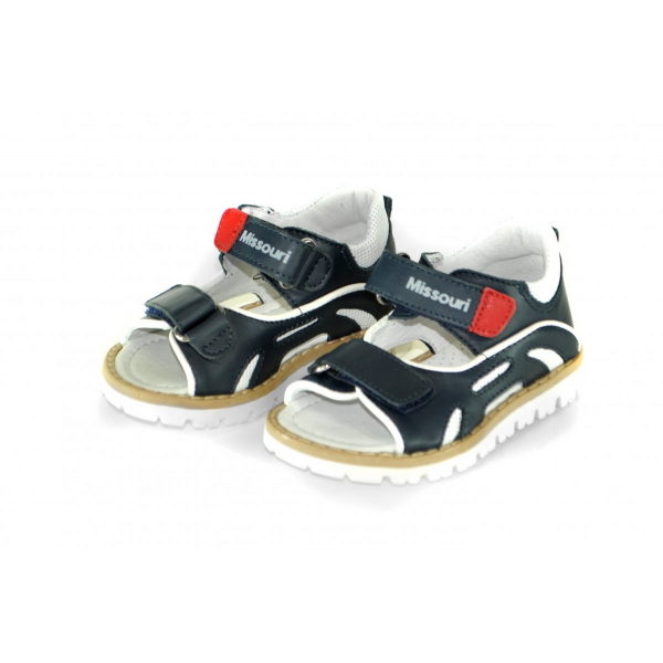 Velcro leather sandals with orthopedic insole