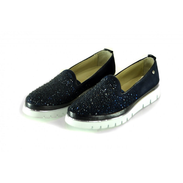 Rhinestone suede loafers