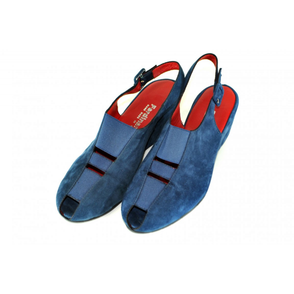 Blue suede platform sandals