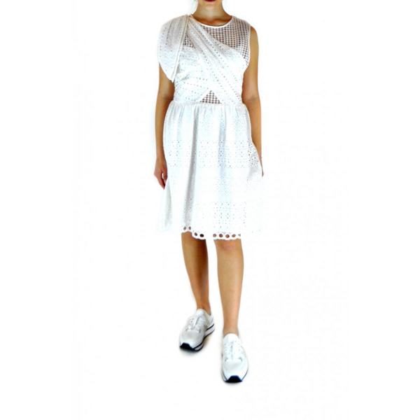 White cotton dress with sewing