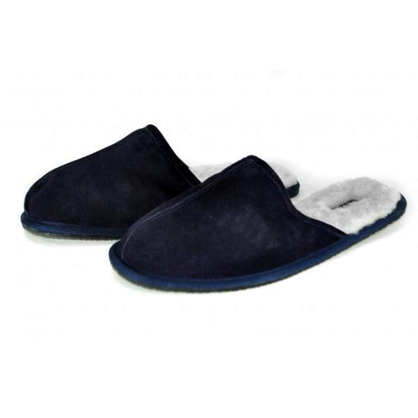 Blue fur slippers