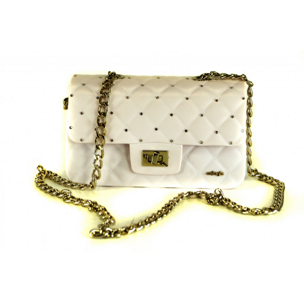 Powder-colored clutch with crystals "SWAROVSKY"