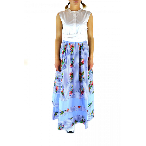 Cotton blend dress with belt