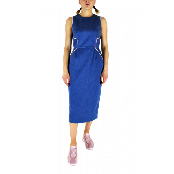 Denim midi dress with pockets