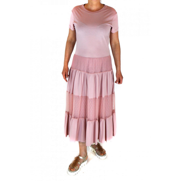 Cotton dress with tulle inserts