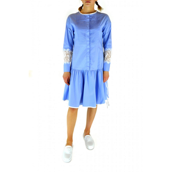 Cotton dress with lace inserts